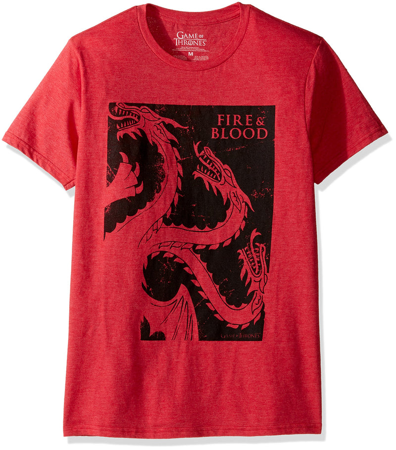 Game of Thrones Mens T-Shirt - House of Blood Targaryen Boxed Image (2X-Large) Red