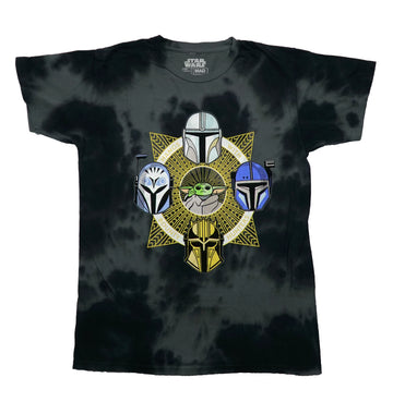 Star Wars Mens T-Shirt - Grogu Center of Mandolarian Helmets