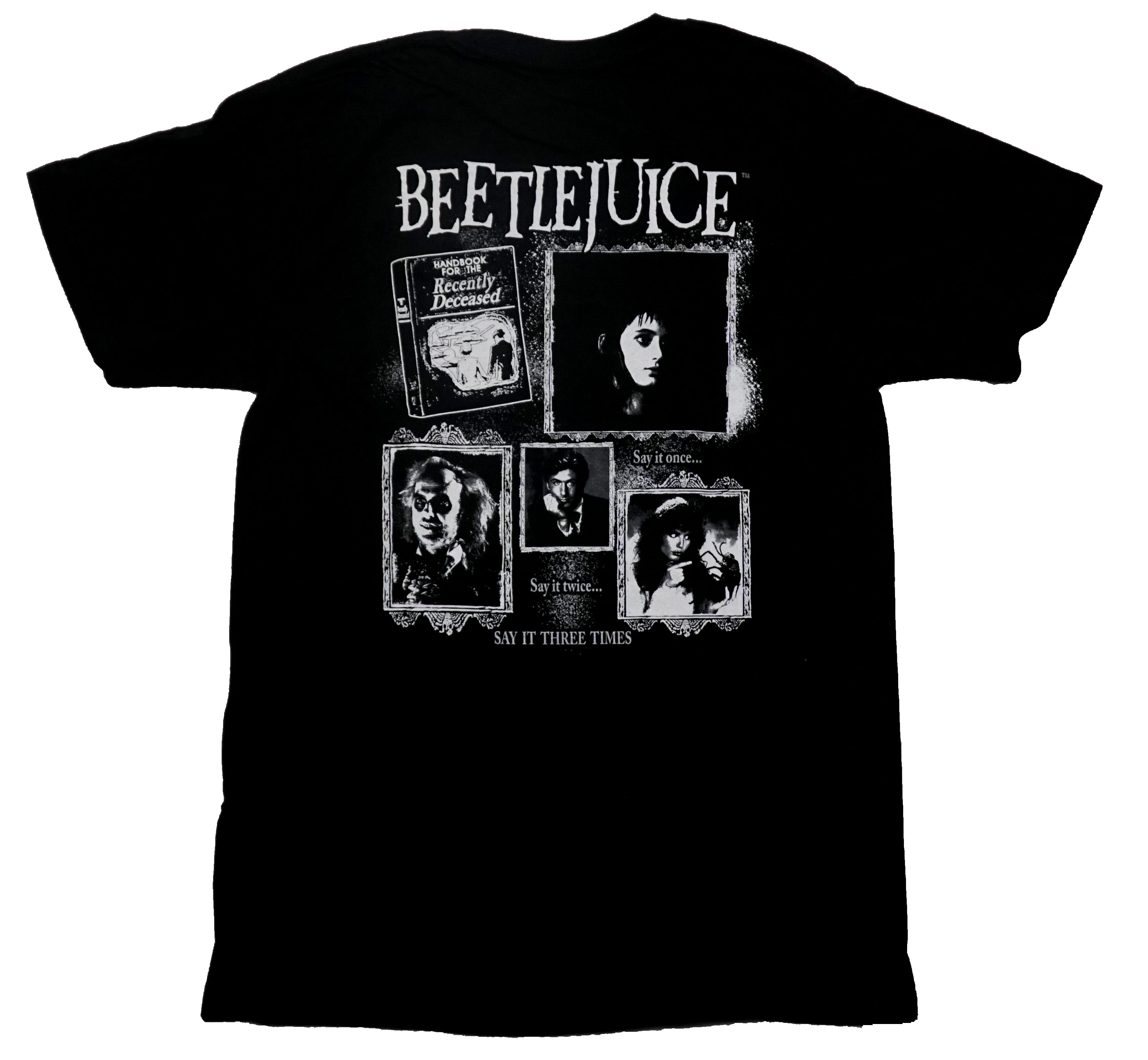 Beetlejuice Mens T-Shirt - Repeat Name Front Deetz Family Back