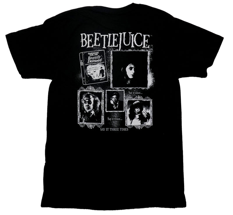 Beetlejuice Mens T-Shirt - Repeat Name Front Deetz Family Back