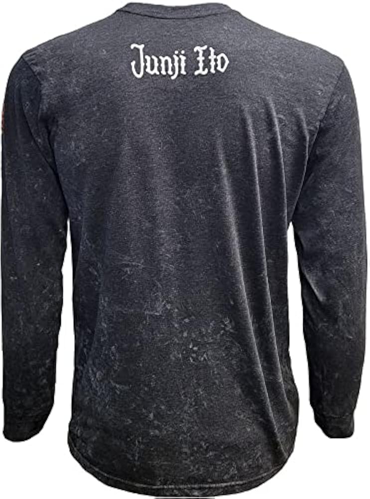 Junji Ito Mens Long Sleeve T-Shirt - Supernatural Mineral Wash Monster Image