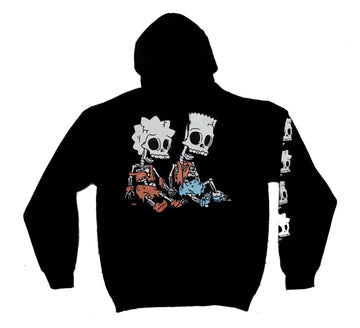 The Simpsons Mens Pullover Hoodie - Bart & Lisa Skeletons Image