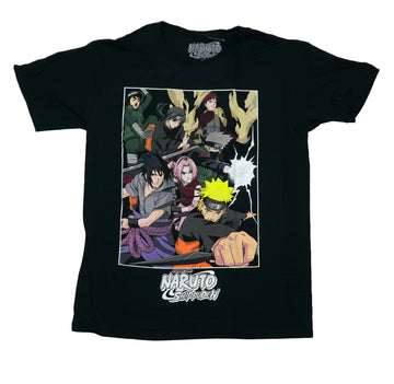 Naruto Shippuden Mens T-Shirt - Shonen Jump Cast In White Outlined Box