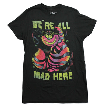 Alice in Wonderland Mens T-Shirt  Glow Cheshire Cat We're All Mad Here