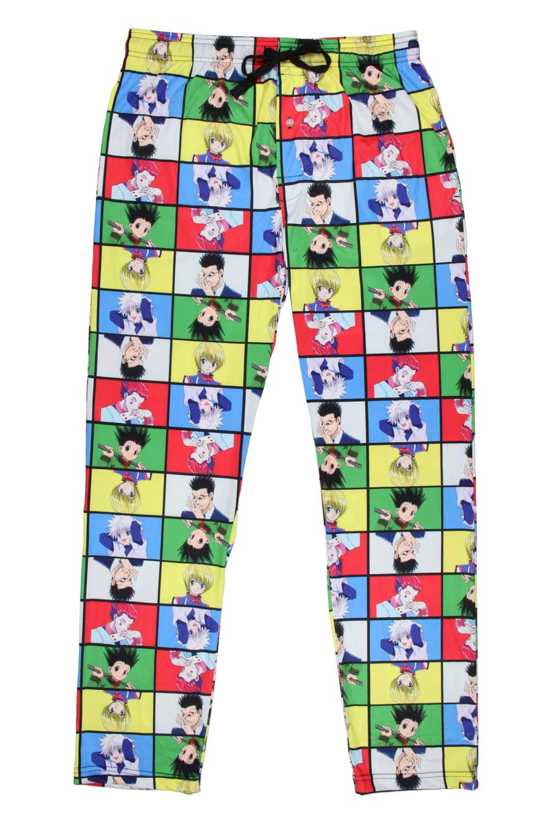 Hunter X Hunter Men's Gon Killua Kurapika Leorio Hisoka Character Grid Adult Lounge Bottoms Pajama Pants