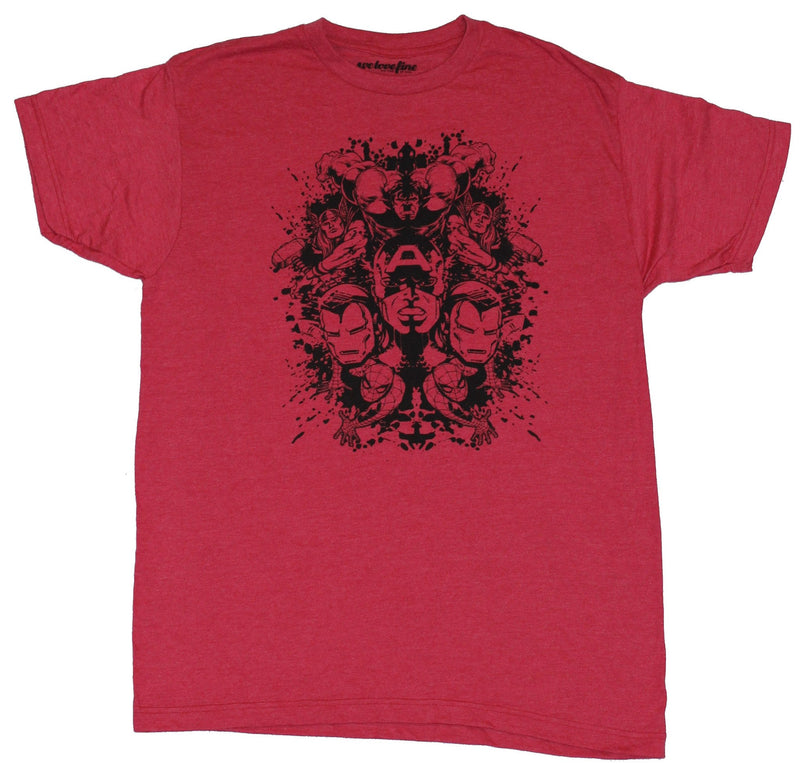 The Avengers (Marvel Comics) Mens T-Shirt - Inkblot Avengers & Spidey Image