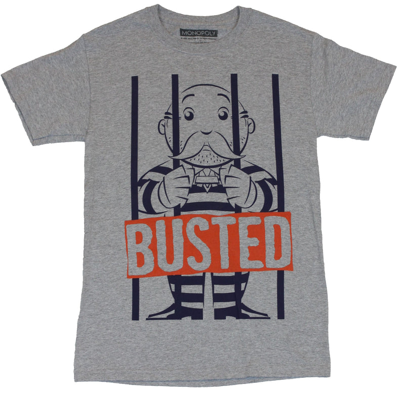 Monopoly Mens T-Shirt - Busted Uncle Pennybags in Jail Again Image
