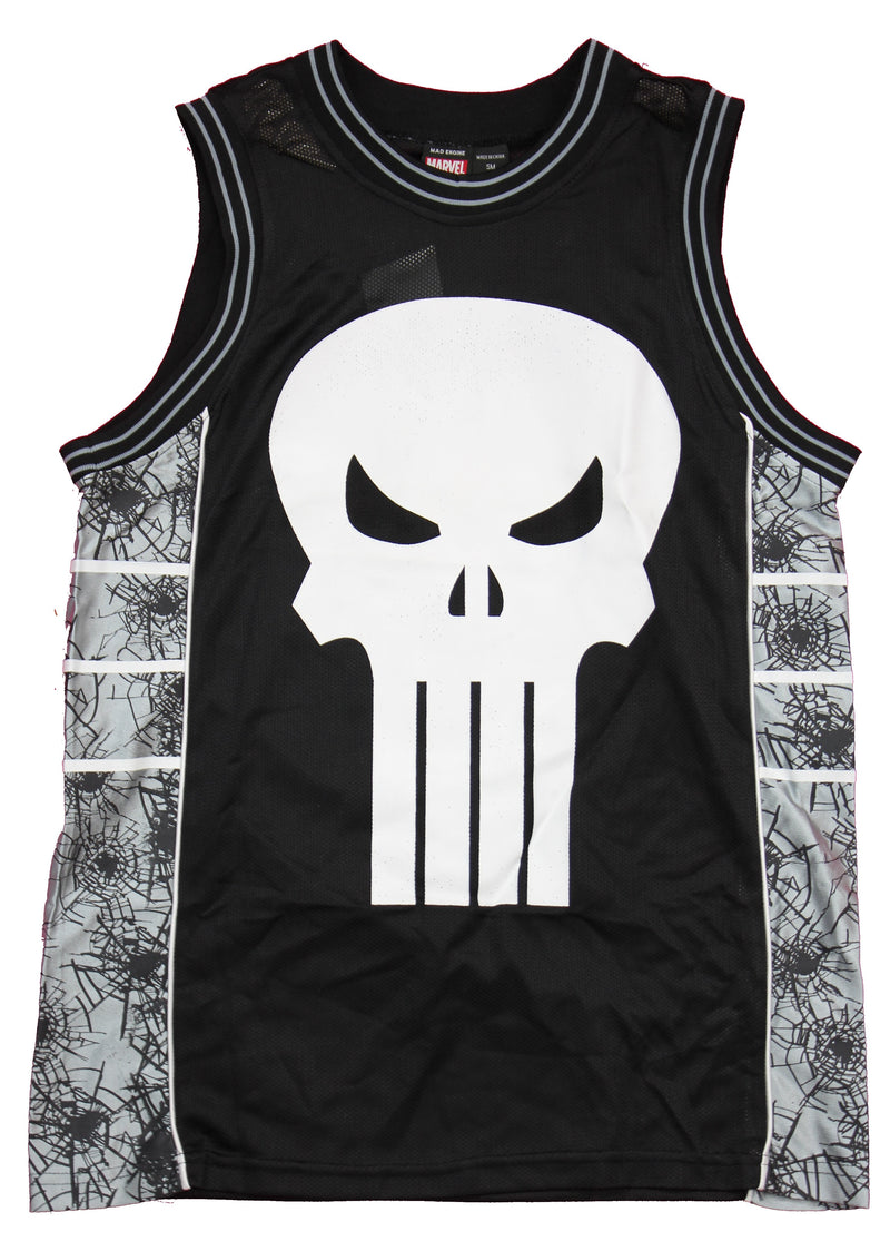 The Punisher Marvel Mens Mesh Jersey - Frank Castle Skull Image Back