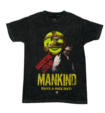 WWE Mankind Mens T-Shirt -Hardcore Legend Have a Nice Day! Stone Washed