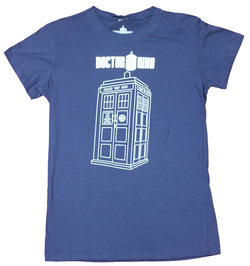 Doctor Who Girls Juniors T-Shirt - White Outline Call Box Image
