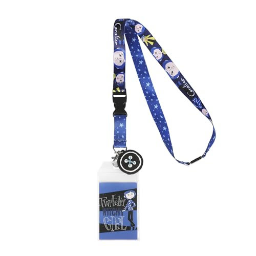 Coraline Twitchy Witchy Girl 22" Lanyard with Clear ID Sleeve and Rubber Charm