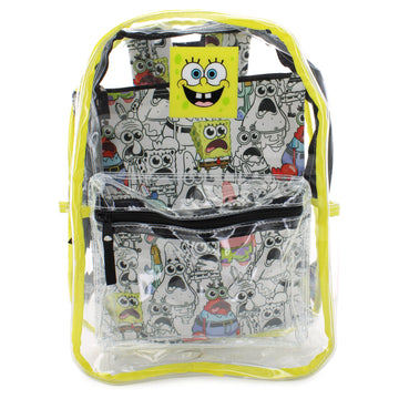 Bioworld Spongebob SQuarepants 17  Clear Plastic Backpack with Removable Laptop Pocket