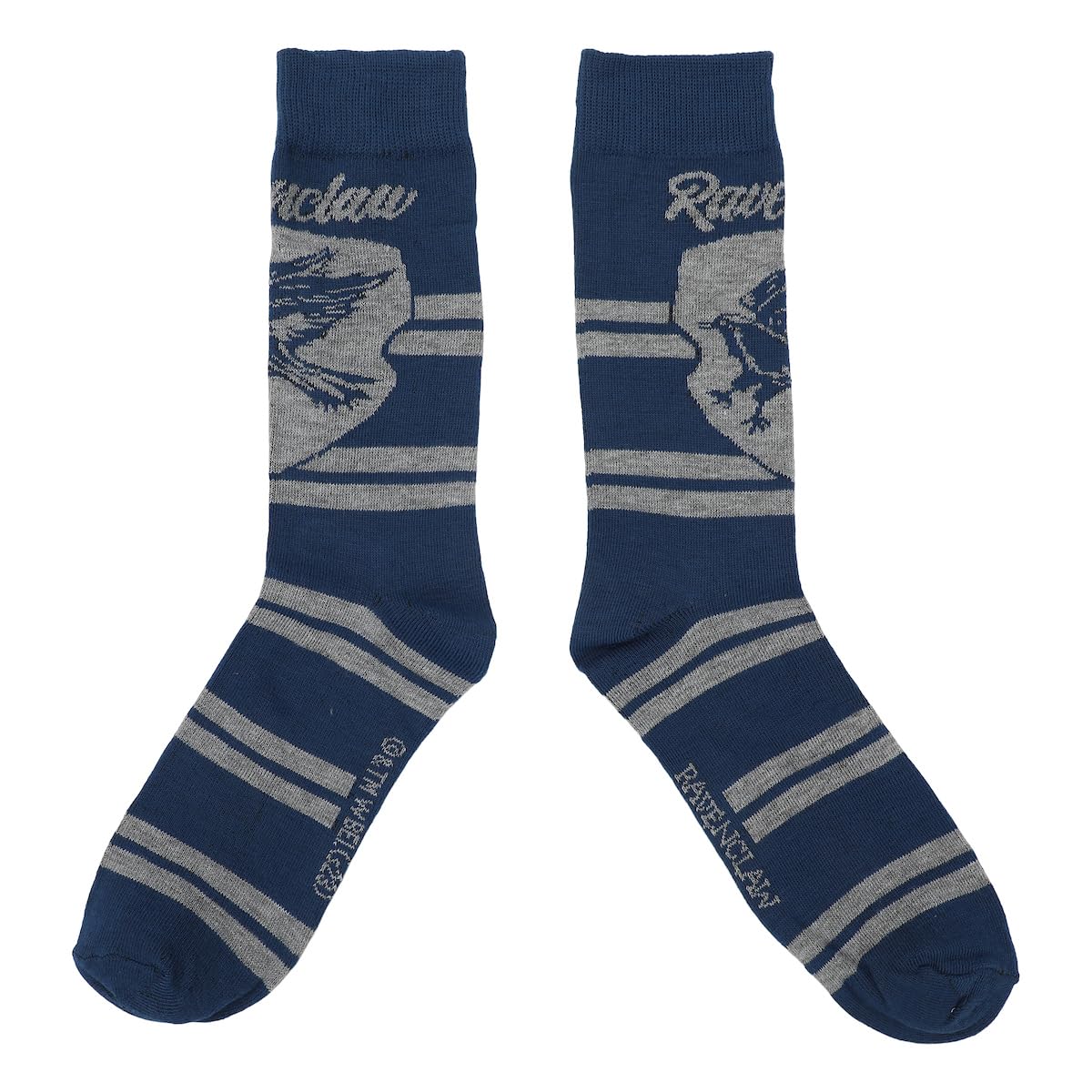 Bioworld Harry Potter Hogwarts House Crests on Varsity Stripes Men's Casual Crew Socks (5 Pairs)