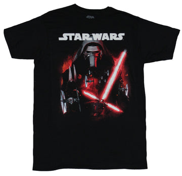 Star Wars Force Awakens Mens T-Shirt - Kylo Ren Saber Drawn Under Name Red Back