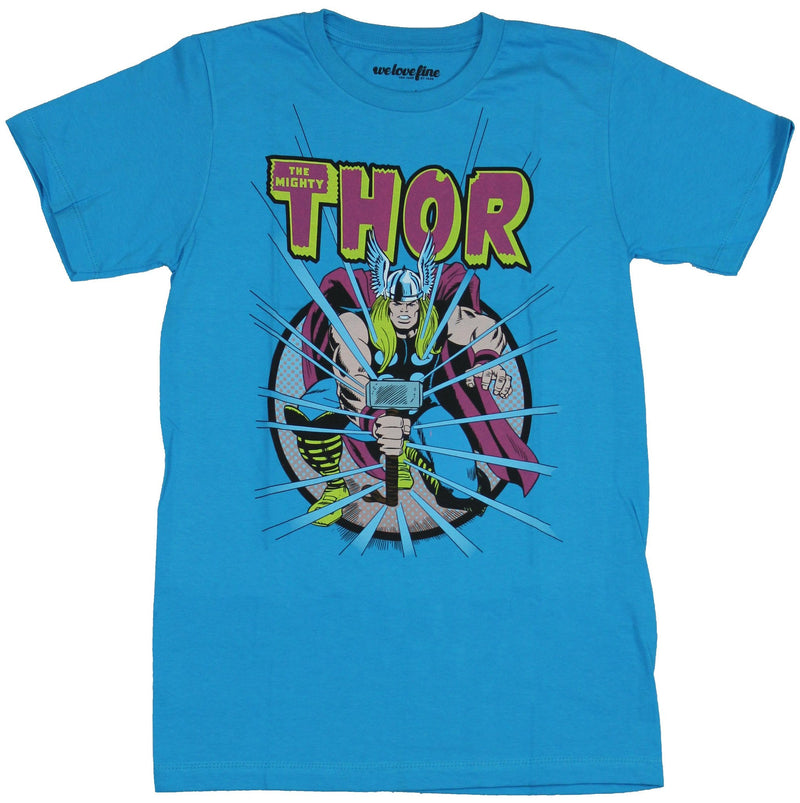 Thor (Marvel Comics)  Mens T-Shirt - Old School Beaming Hammer Power Image