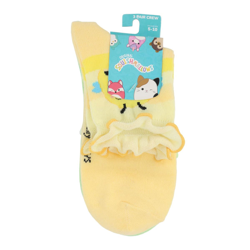 Bioworld Squishmallows Sunny Maritza & Benny Women's 3-Pair Women's Casual Quarter Crew Ankle Socks With Lettuce Edge Cuffs