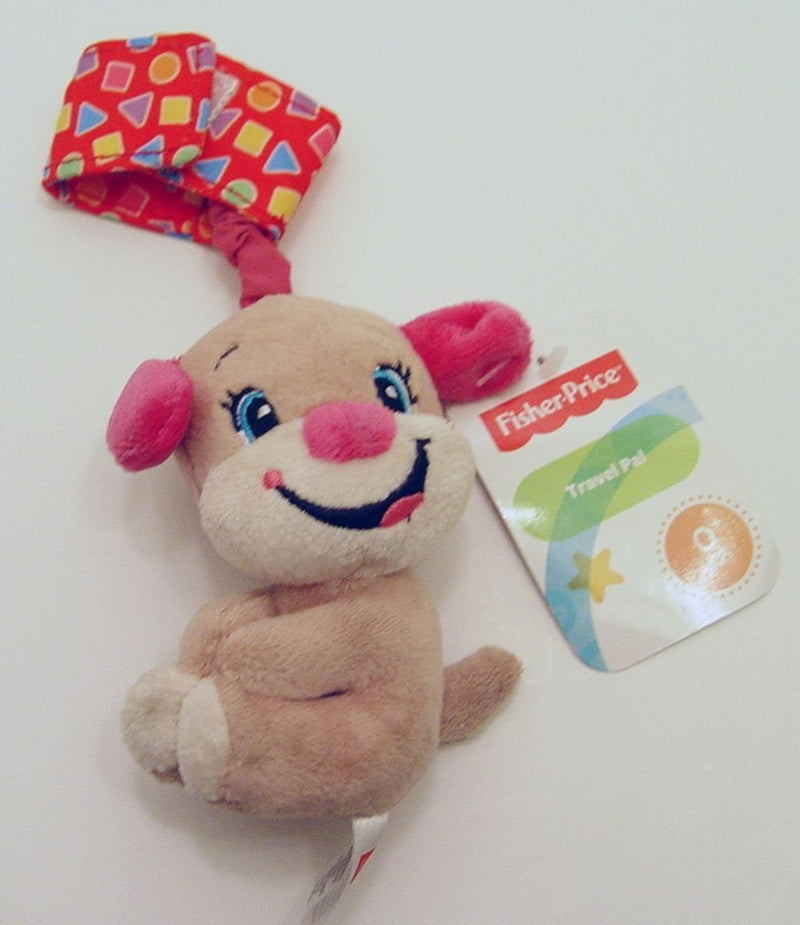 Fisher Price Travel Pal Plush Pink and Brown Dog Plush Rattle