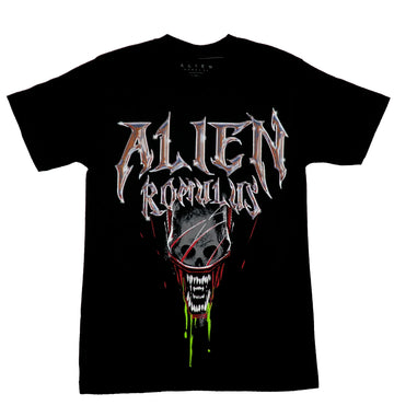 Alien Romulus Mens T-Shirt - Xenomorph Sharp Exposed Teeth Below Razor Name