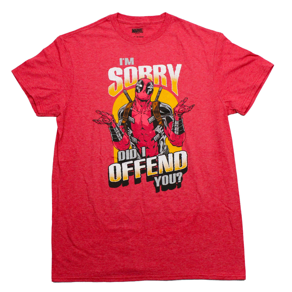 Deadpool Mens T-Shirt - I'm Sorry Did I Offend You? Shrugging Image ...