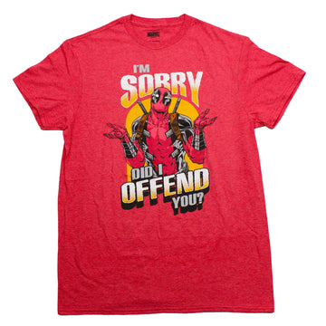 Deadpool Mens T-Shirt - I'm Sorry Did I Offend You? Shrugging Image