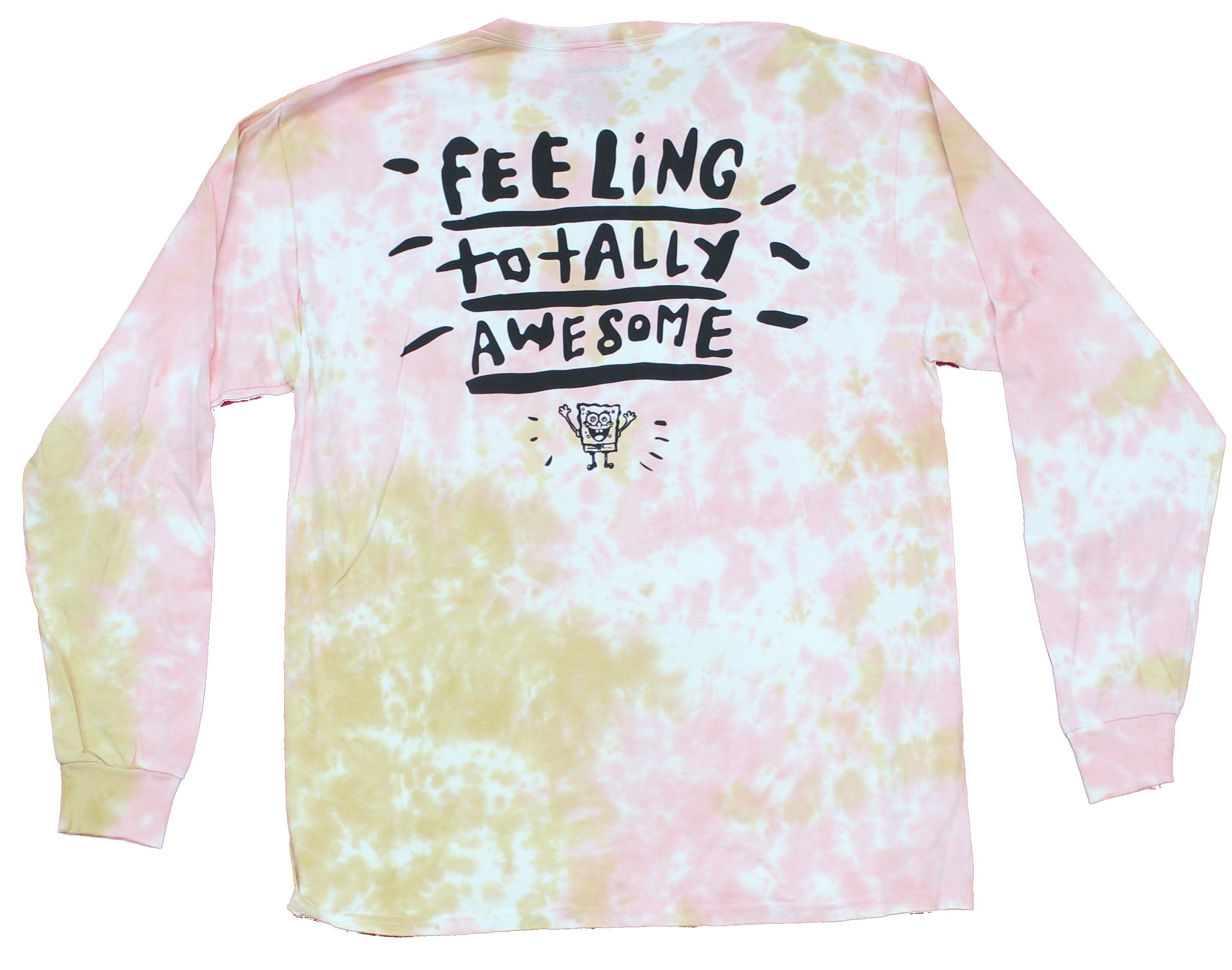 Spongebob Squarepants Mens Long Sleeve T-Shirt - Lapel Feeling Totally Awesome