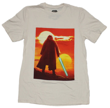Star Wars Mens T-Shirt - Obi Wan Kenobi Standing Before Sunrise