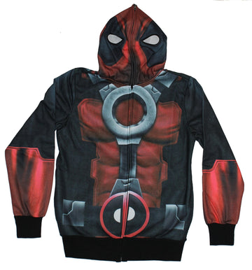 Deadpool (Marvel Comics) Mens Zip Up Hoodie- Sublimation Style Costume Front