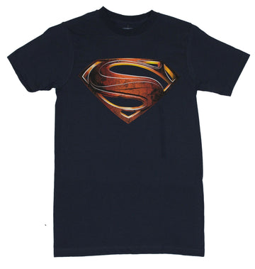 Superman (DC comics) Mens T-Shirt - Man of Steel Style Orange-Red "S" Logo