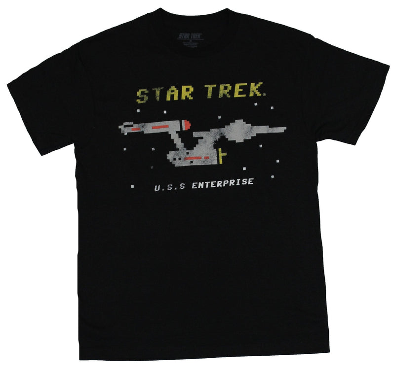 Star Trek Mens T-Shirt - 8-Bit Distressed USS Enterprise Image