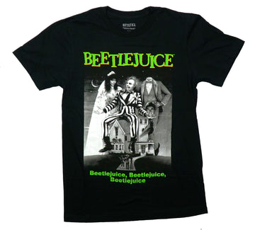 Beetlejuice Mens T-Shirt - Black & White Movie Poster Green Title
