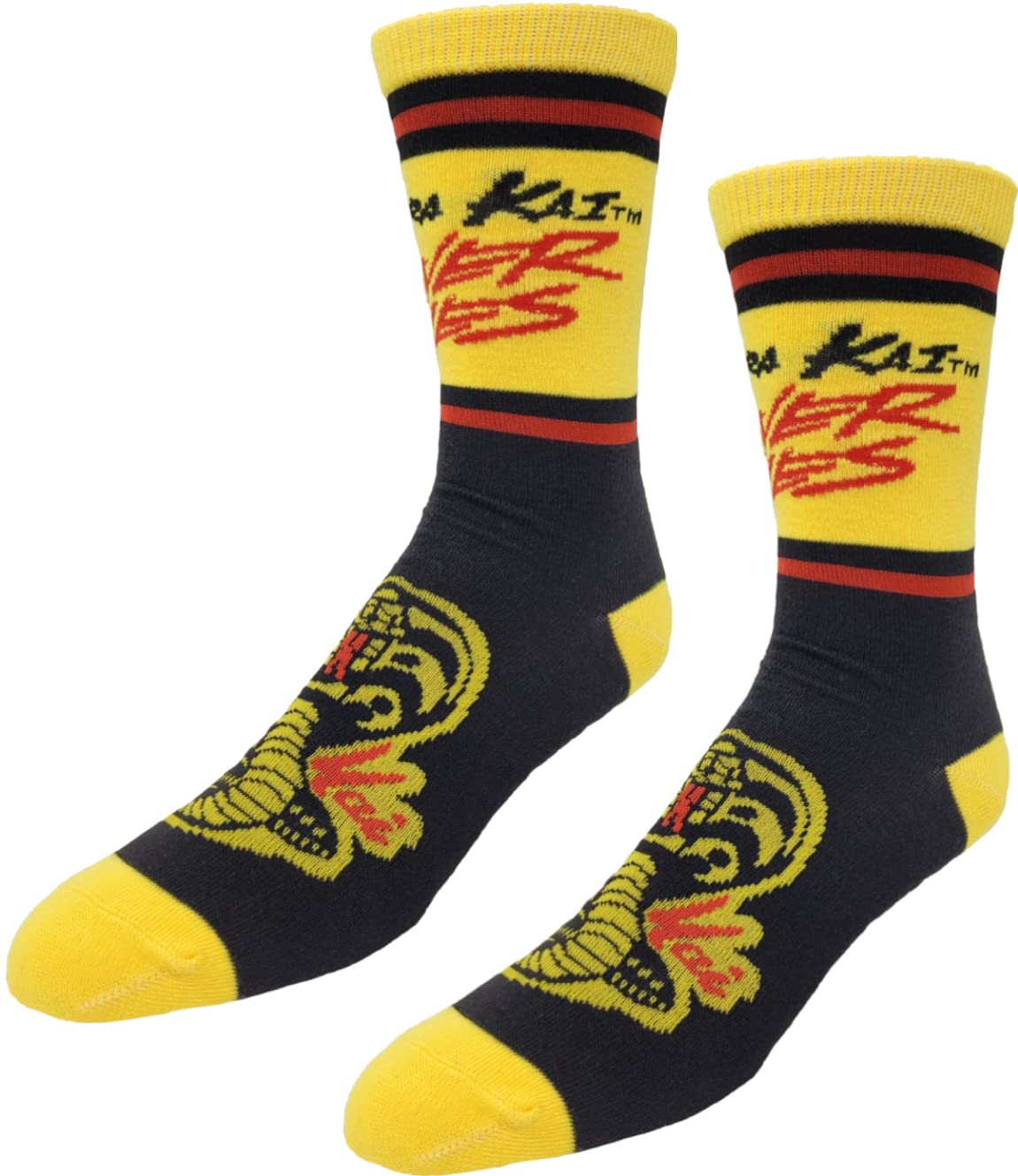 Ripple Junction Cobra Kai Adult Crew Socks Yes Sensei Dojo Logo Officially Licensed 2 Pack