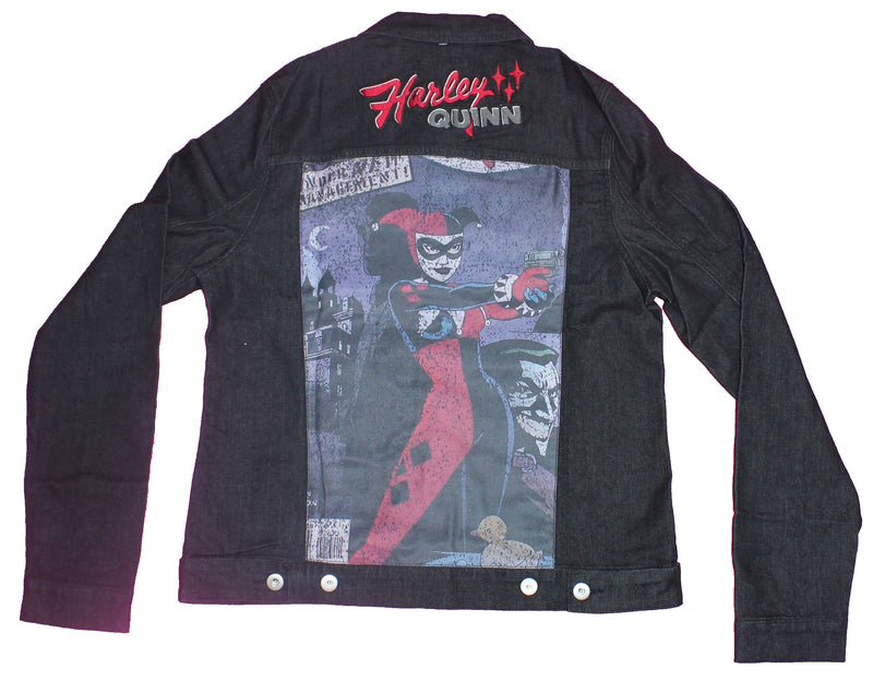 Harley Quinn Girls Juniors Denim Jacket - Image and Embroidered Patches