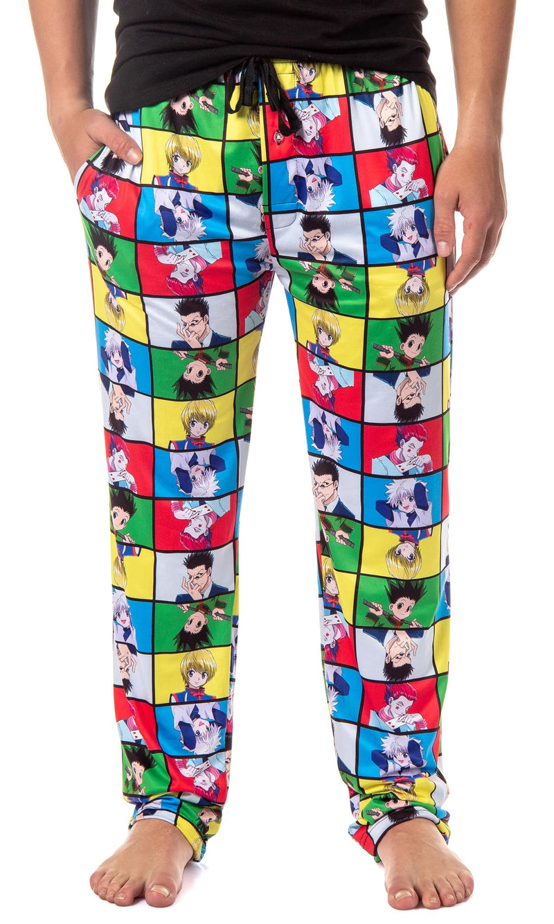 Hunter X Hunter Men's Gon Killua Kurapika Leorio Hisoka Character Grid Adult Lounge Bottoms Pajama Pants
