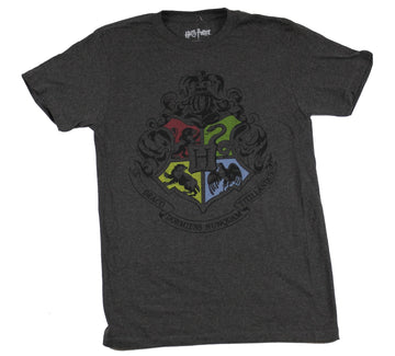 Harry Potter  Mens T-Shirt - Hogwarts Simple Stlyed Four House Crest