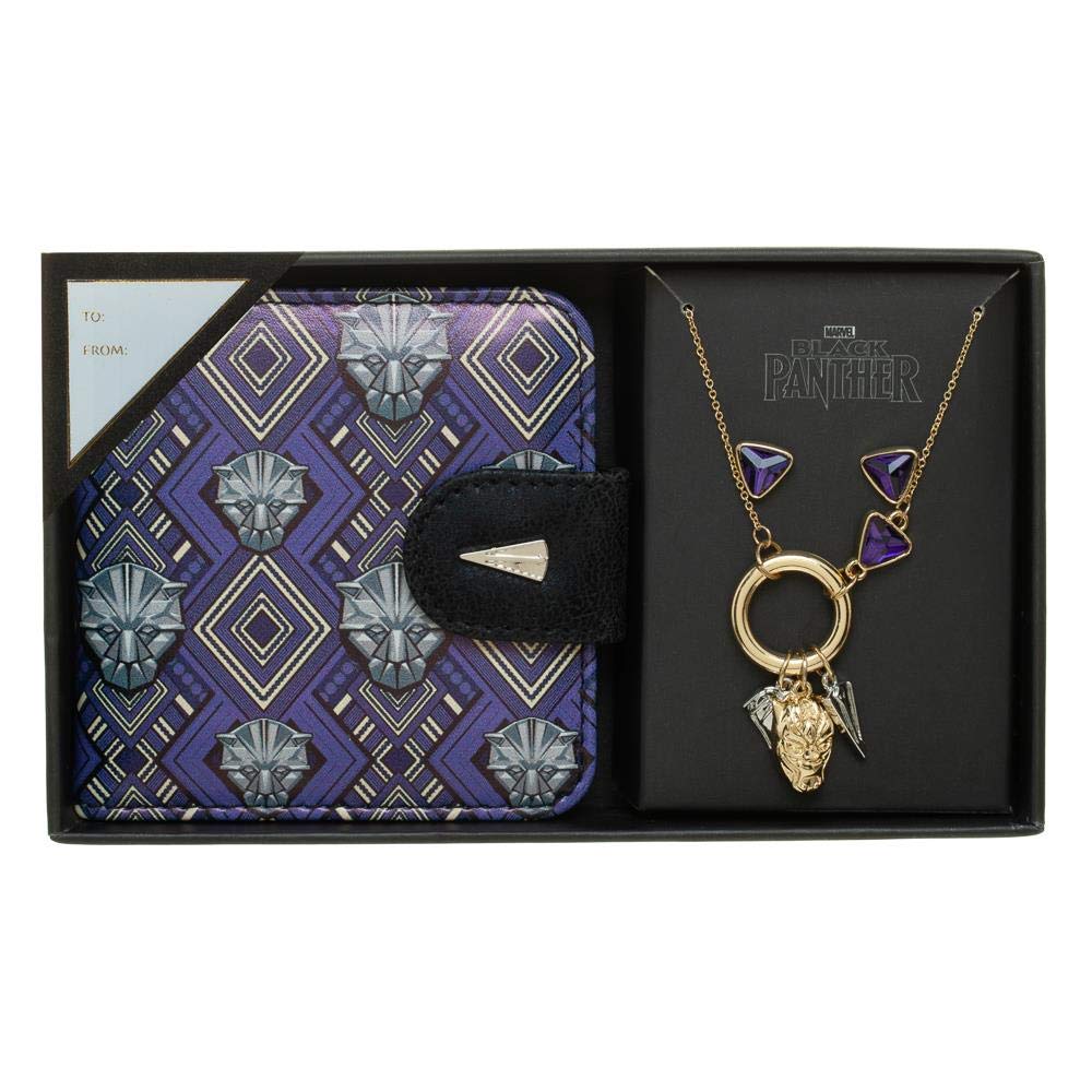 Black Panther Jewelry Set Charm Necklace With Compact Mirror
