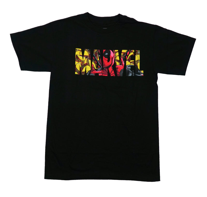 Deadpool Mens T-Shirt - Marvel Logo Embedded With Tacos Deadpool