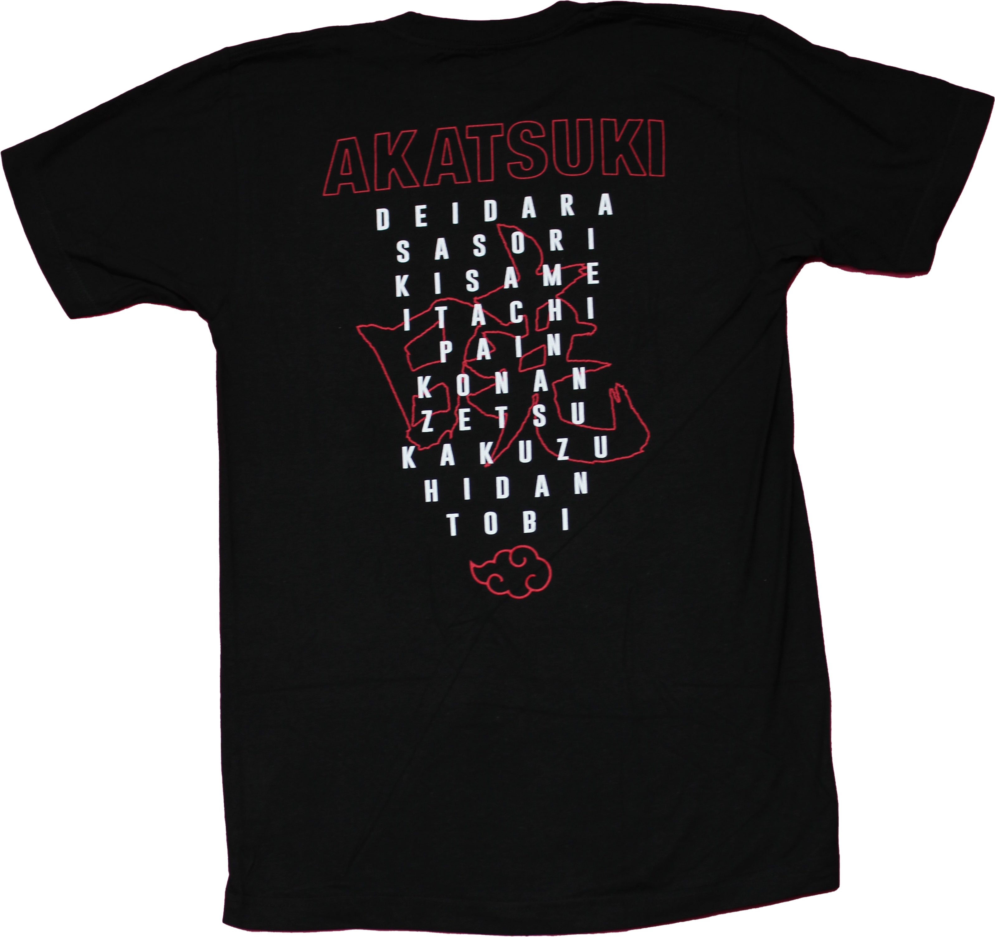 Naruto Shippuden Mens T-Shirt - Akatsuki Chibi Cast Names on