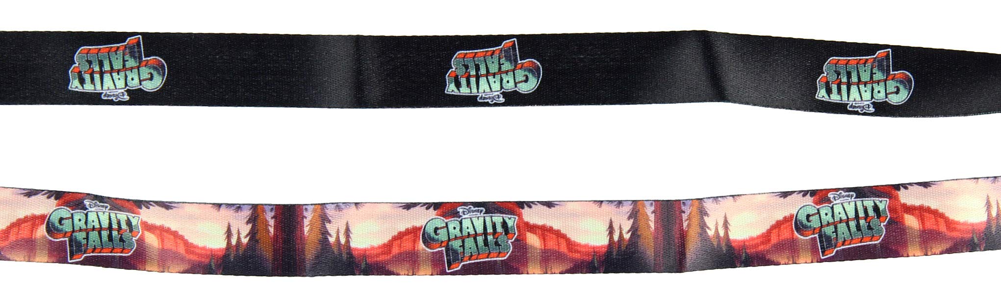 Disney Gravity Falls Forrest Scenery Lanyard Keychain ID Holder Gravity Falls Title Rubber Charm and Sticker