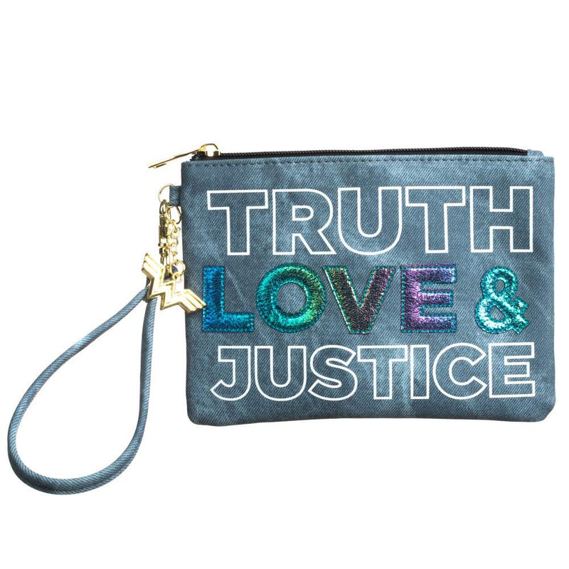 Truth Love & Justice Wonder Woman Superhero Denim Clutch