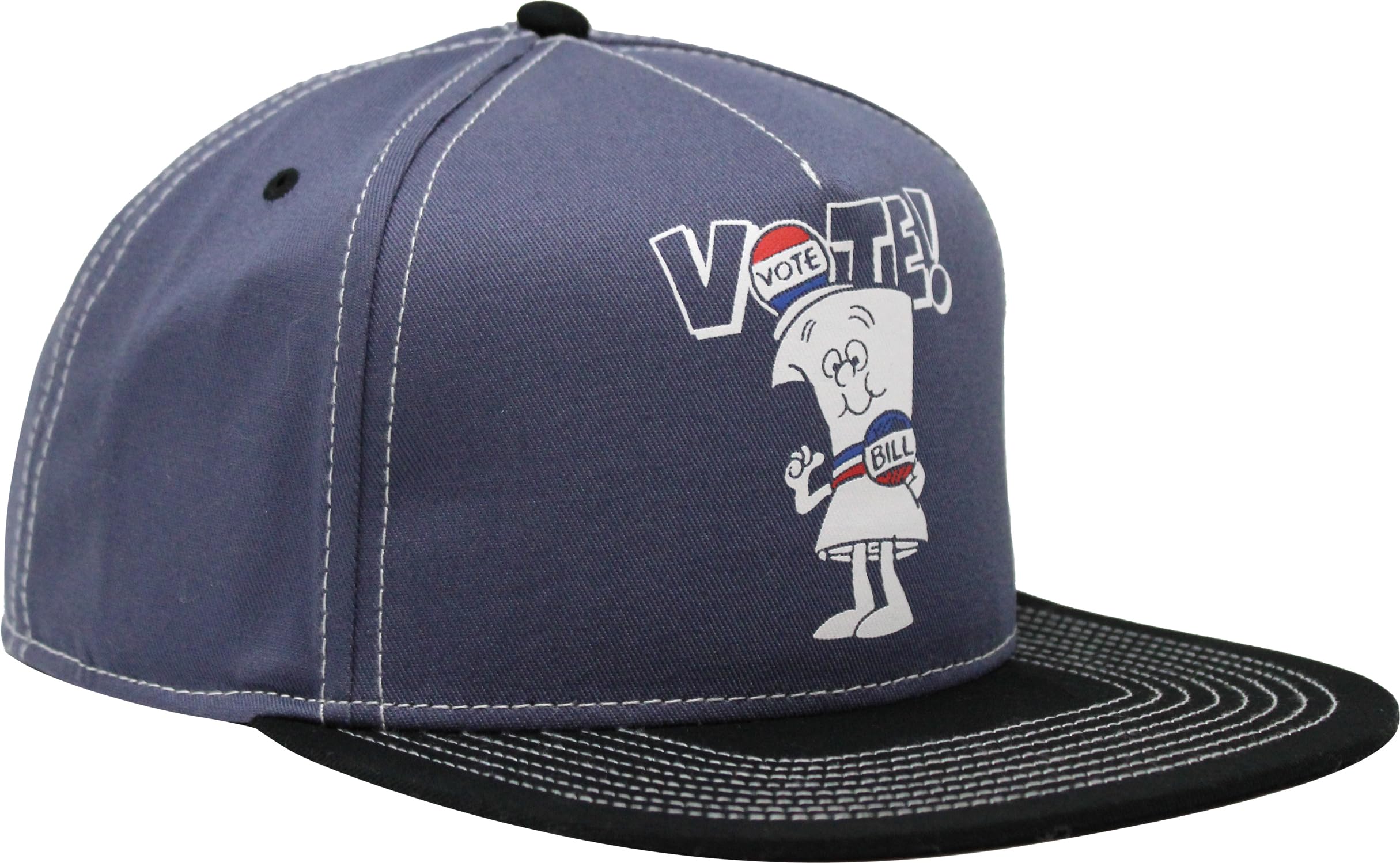 Schoolhouse Rock Vote with Bill 5 Panel Structured Adjustable Adult Unisex Blue and Black Adult Unisex Flat Bill Snapback Hat