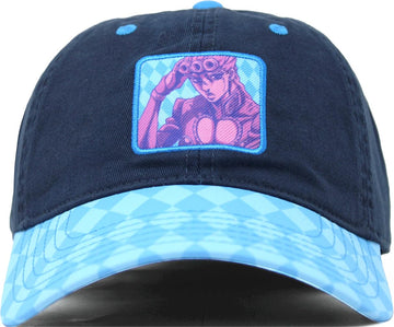 Ripple Junction JoJo's Bizarre Adventure Colorful Checkerboard Patch Structured Adjustable Navy Blue Dad Hat