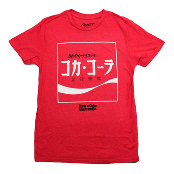 Coca-Cola Mens T-Shirt -  Kanji 2 Side Have a Coke and Smile Delicious Refreshing