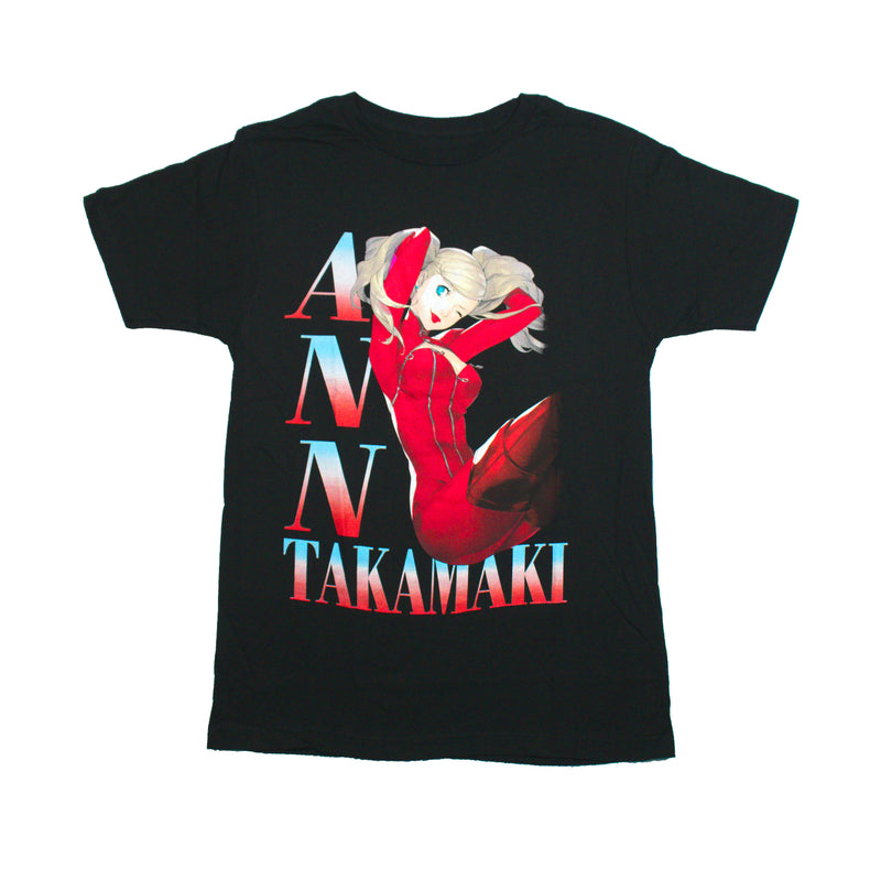 Persona 5 Mens T-Shirt - Ann Takamaki Winking Pose Over Name