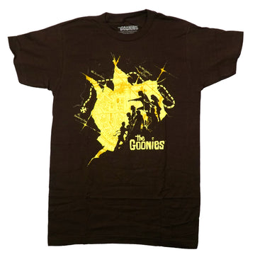The Goonies Mens T-Shirt - Silhouettes over Treasure Map