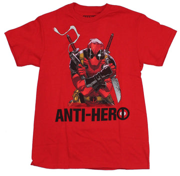 Deadpool (Marvel) Mens T-Shirt - Anti-Hero Knife & Gun In Hand Image