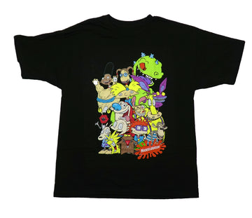 Nicktoons Mens T-Shirt -Collage of Characters Above Nickelodeon