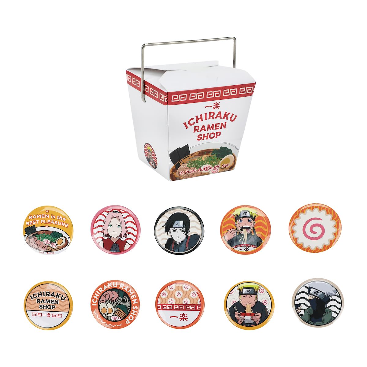 Naruto Ichiraku Ramen 10 Piece Button Pin Box Set - Inmyparentsbasement.com