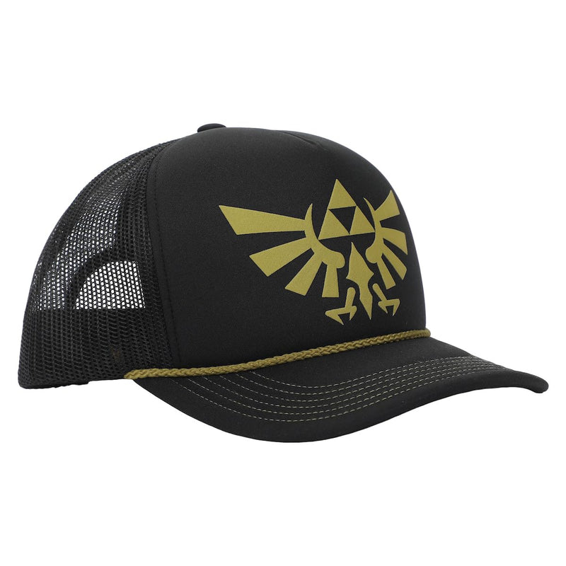 Bioworld The Legend of Zelda Gold Evergreen Logo Black Trucker Hat