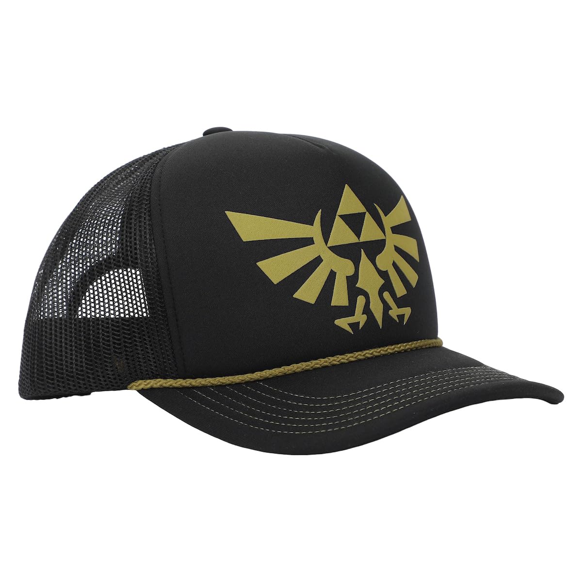 Bioworld The Legend of Zelda Gold Evergreen Logo Black Trucker Hat