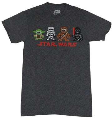 Star Wars Mens T-Shirt - Pixel Block Chewy Darth Yoda Trooper Over Name